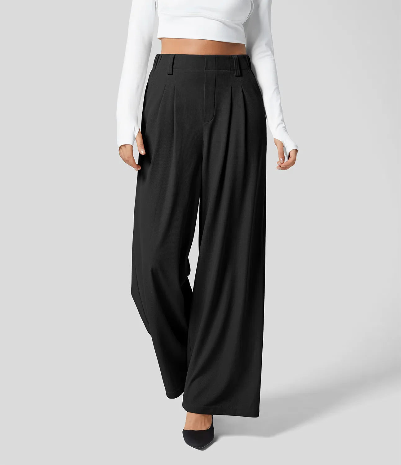 Emma | Sofisticado Pantalón Palazzo de Talle Alto en Verde Oliva 9