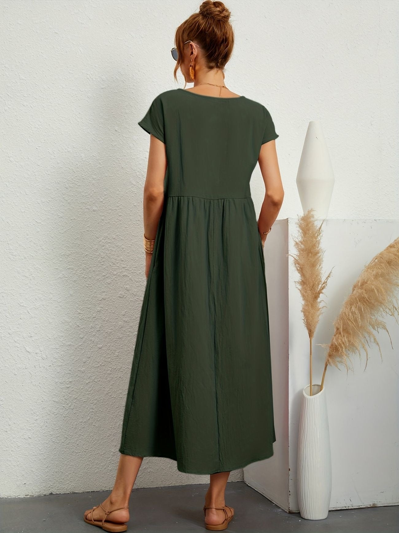 GRETA | Vestido de Lino para Mujer con Corte Relajado y Escote en V | Elegante y Fresco para Ocasiones Especiales 1