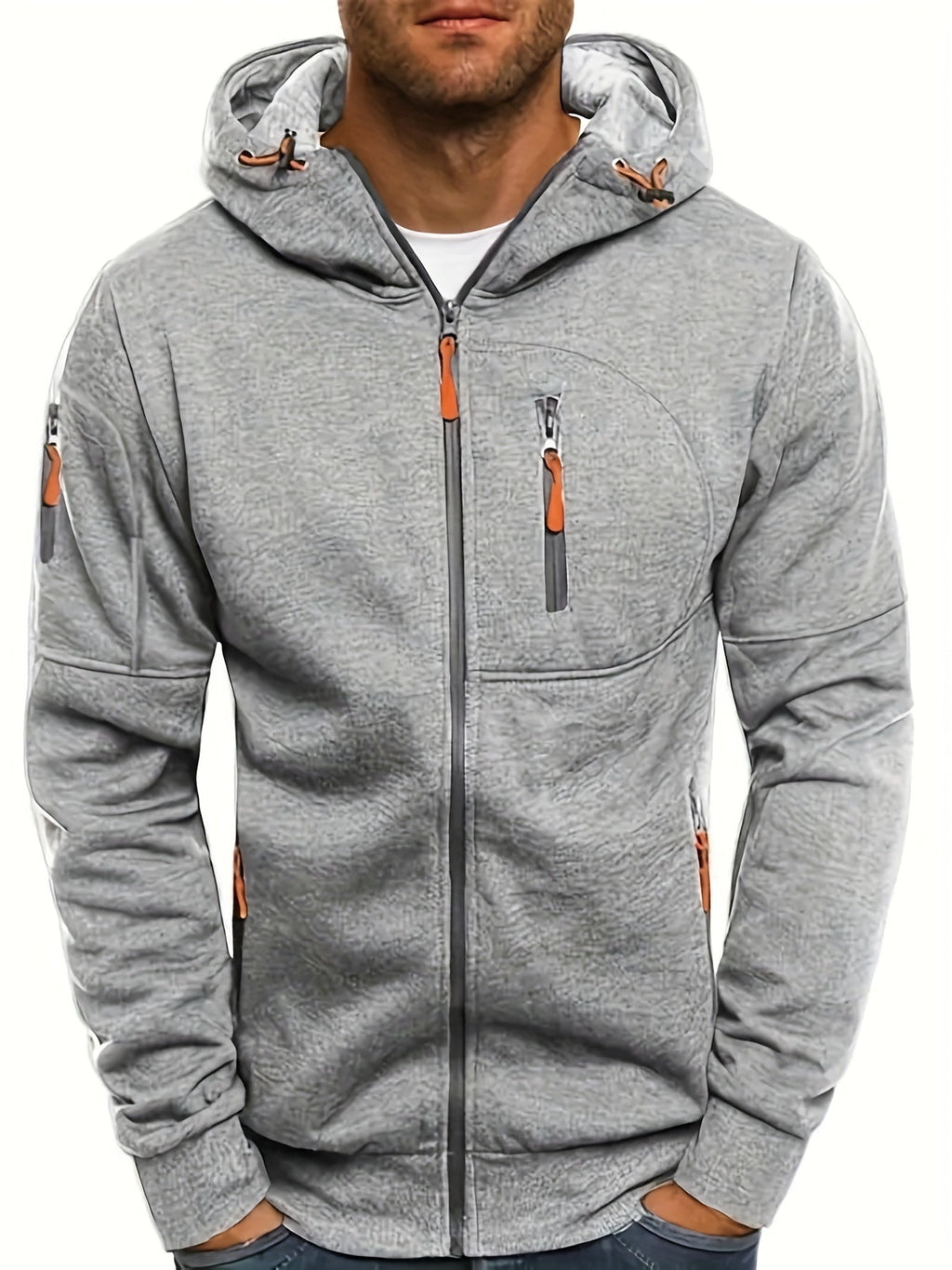 Sudadera Kian con capucha y cremallera para hombre, vista frontal