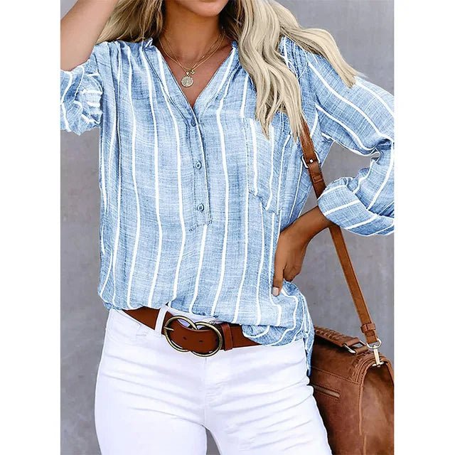 Mia | Casual Holgada Blusa Mujer con Cuello en V Elegante y Versátil - Noa Lagos