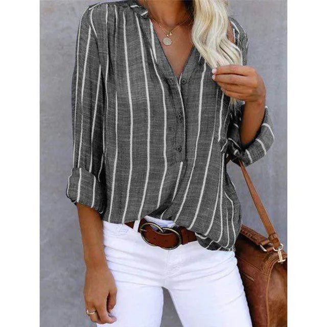 Mia | Casual Holgada Blusa Mujer con Cuello en V Elegante y Versátil - Noa Lagos