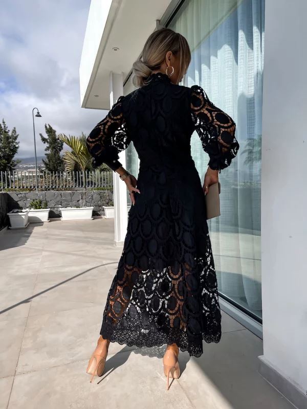 Mia | Vestido Midi Manga Larga de Encaje para Invitadas - Noa Lagos