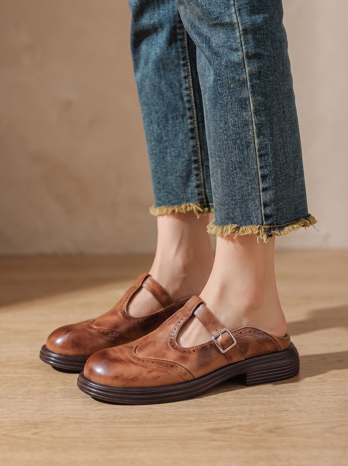 Plantilla acolchada interior de las merceditas vintage brogue