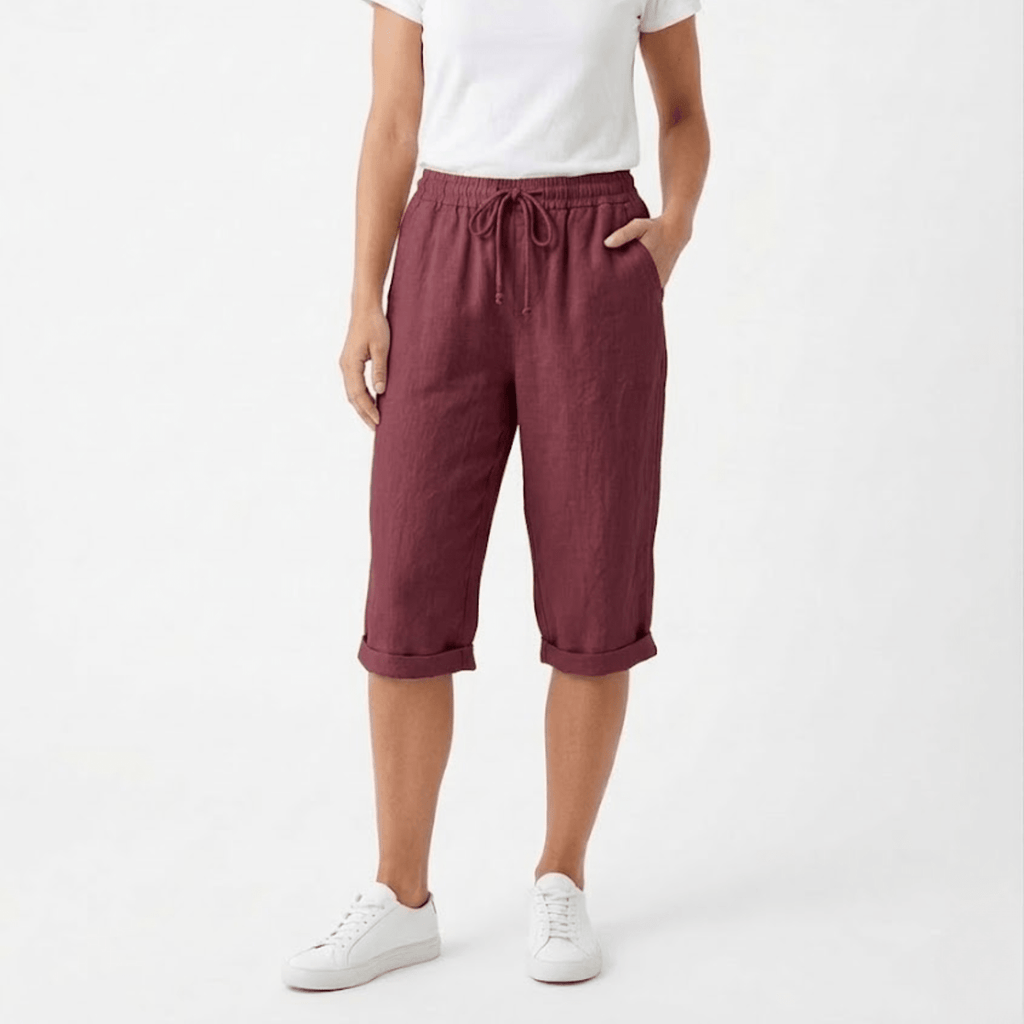 Sofía | Pantalones Cortos de Algodón y Lino para Mujer con Cintura Elástica - Noa Lagos