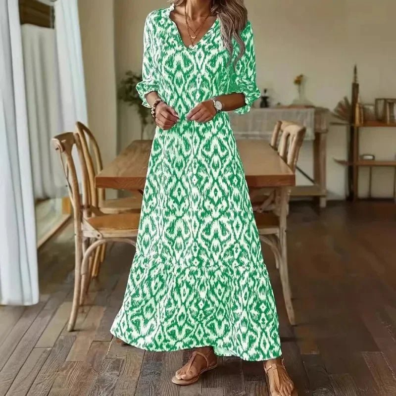 Sofia | Vestido Largo Midi de Verano con Escote en V para Mujer - Noa Lagos