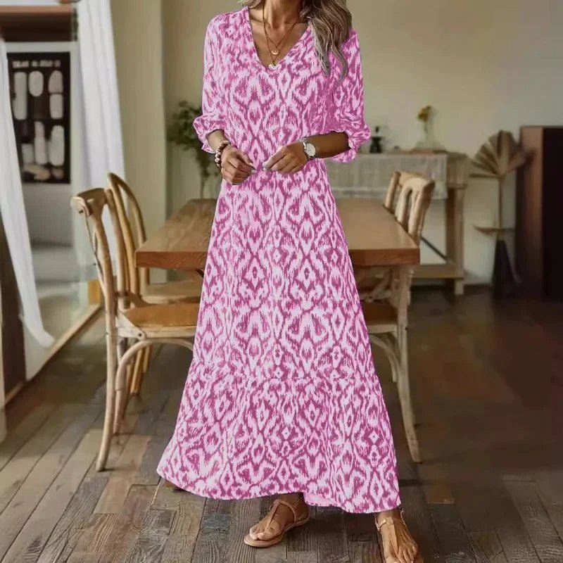Sofia | Vestido Largo Midi de Verano con Escote en V para Mujer - Noa Lagos