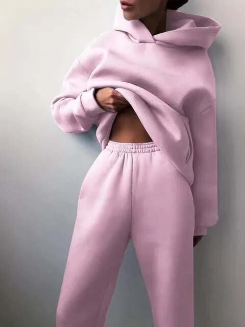 Conjunto de chándal oversize con capucha para mujer, sudadera y pantalón a juego