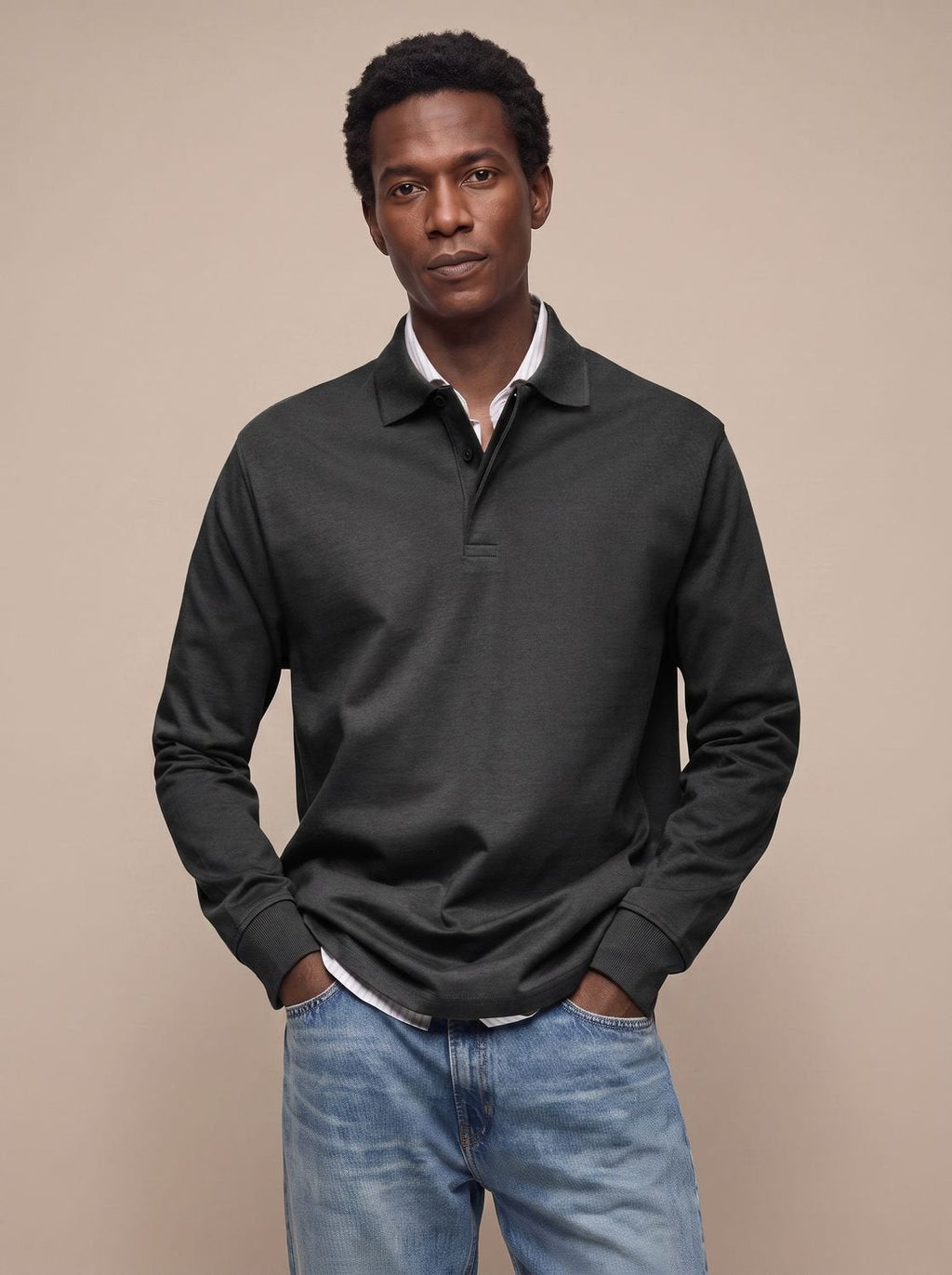 Puños acanalados del polo de algodón para hombre